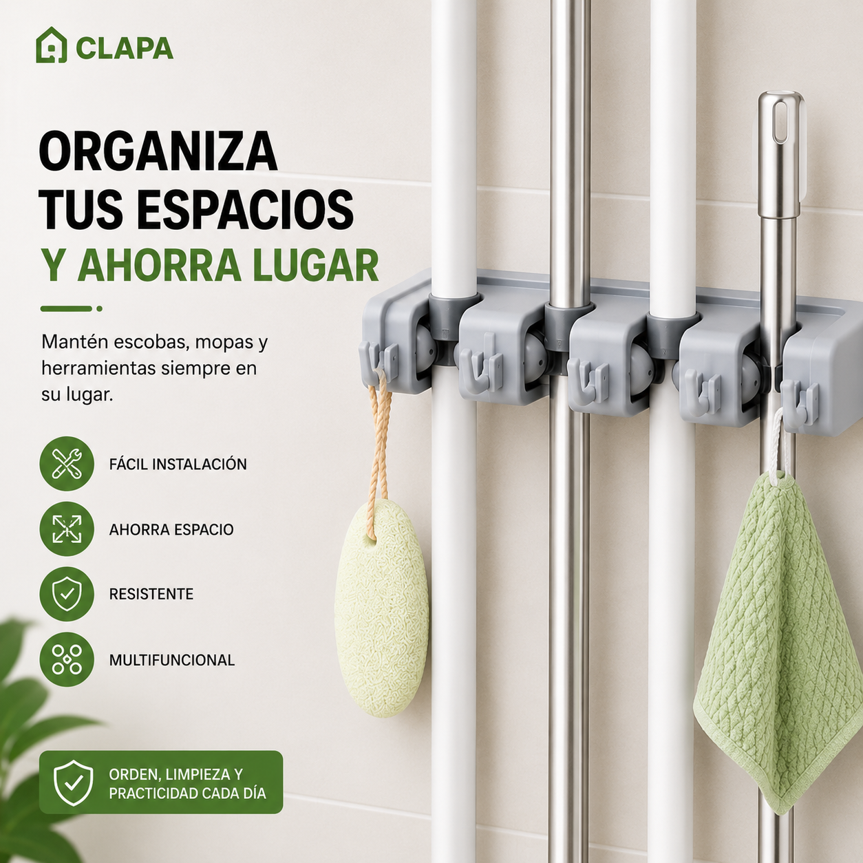 Organizador de Escobas y Herramientas CLAPA™ | Ahorra Espacio y Mantén Todo en Orden