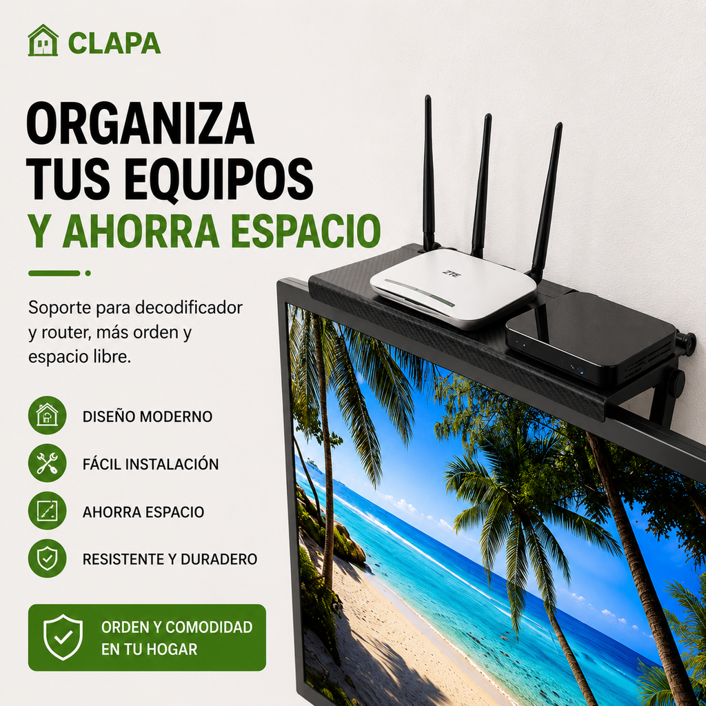 Soporte para Decodificador y Router CLAPA™ | Ordena tus Cables y Ahorra Espacio