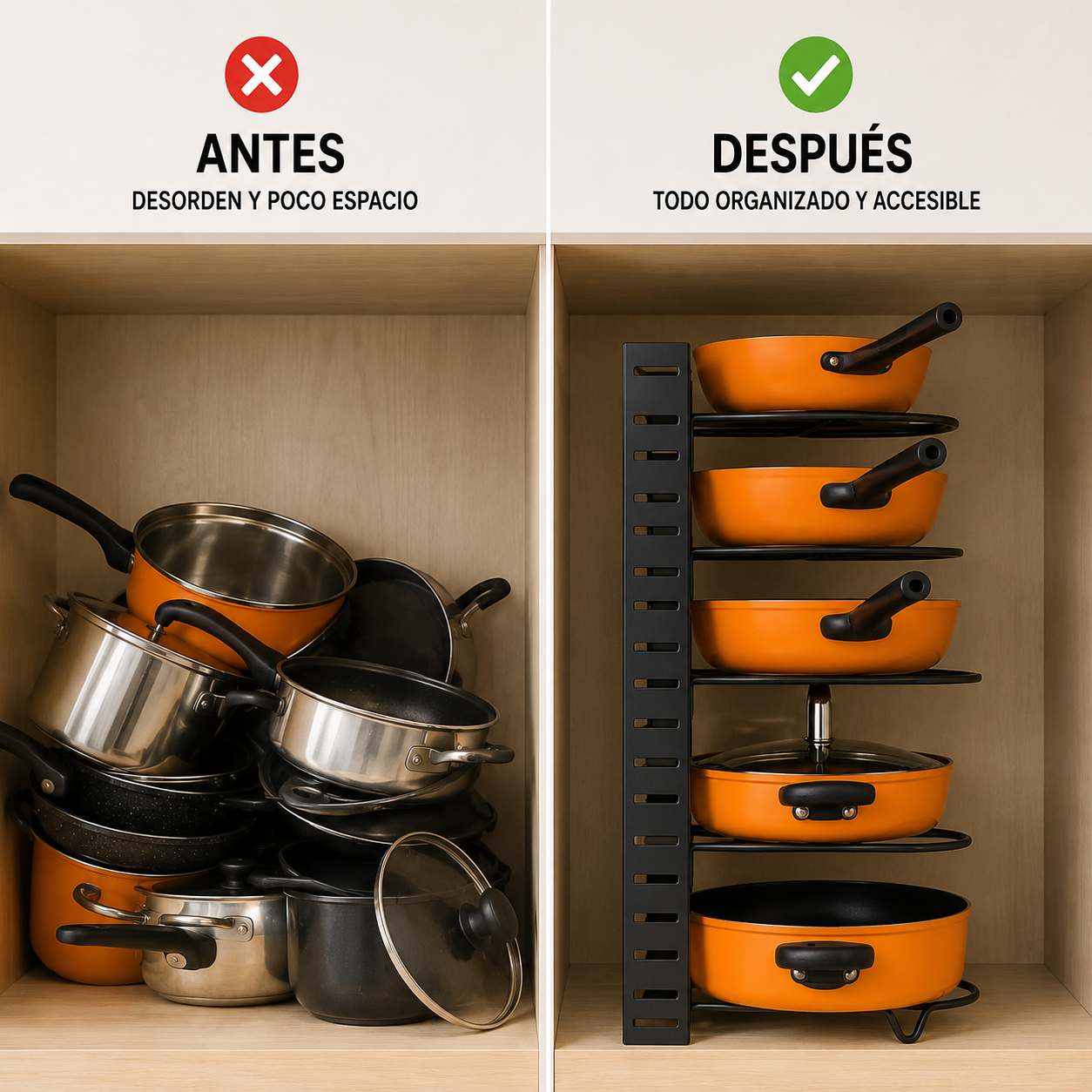 Organizador de Ollas Expandible CLAPA™ | Ordena tu Cocina y Ahorra Espacio
