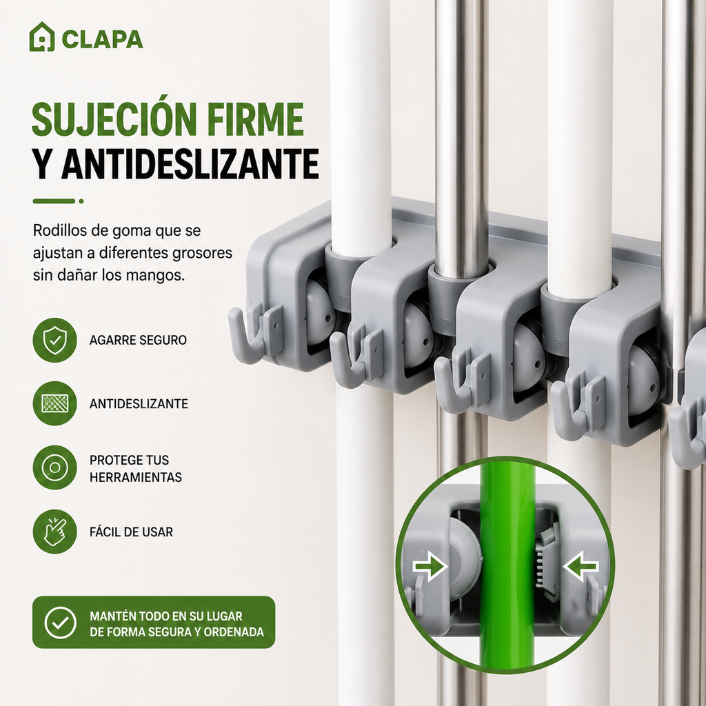 Organizador de Escobas y Herramientas CLAPA™ | Ahorra Espacio y Mantén Todo en Orden