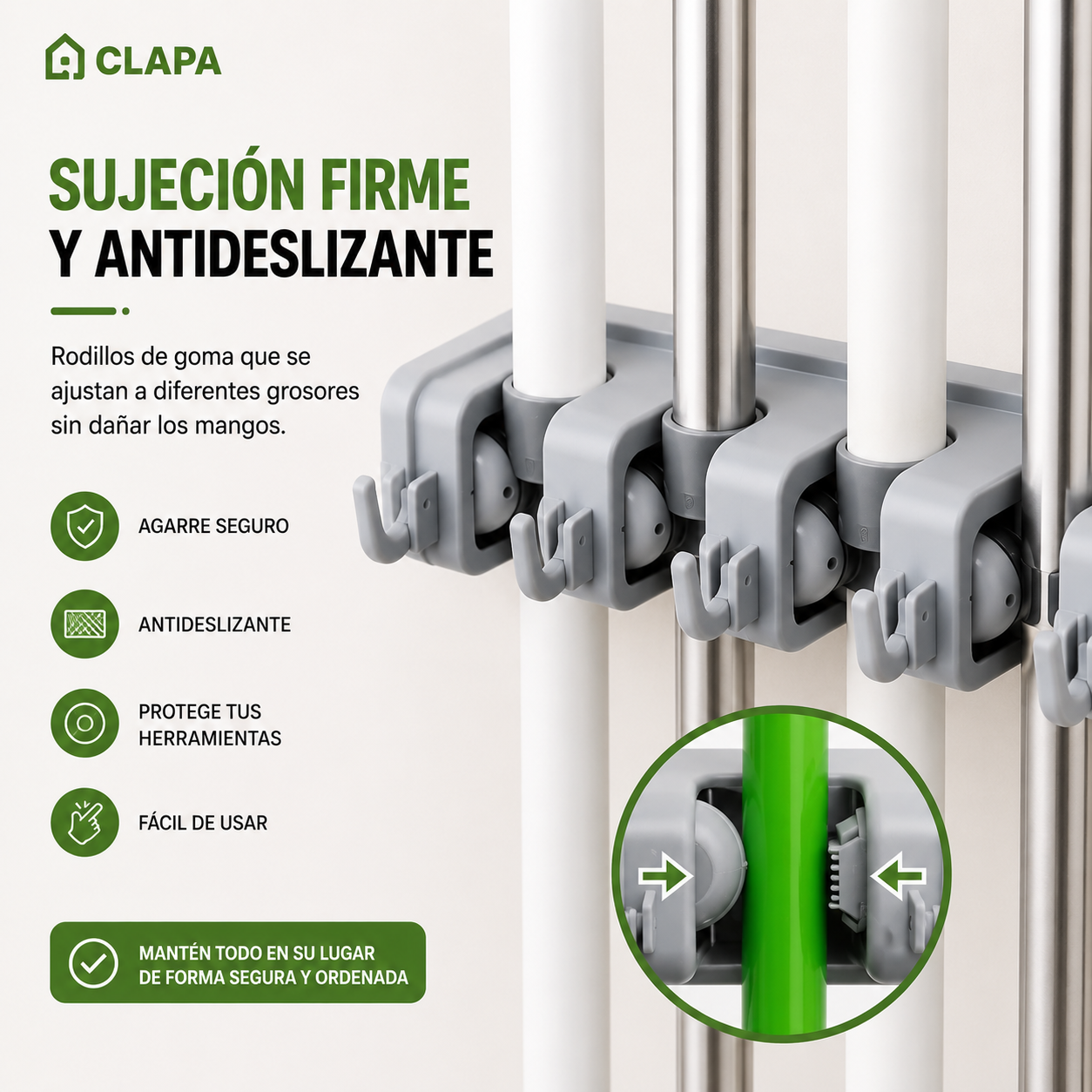 Organizador de Escobas y Herramientas CLAPA™ | Ahorra Espacio y Mantén Todo en Orden