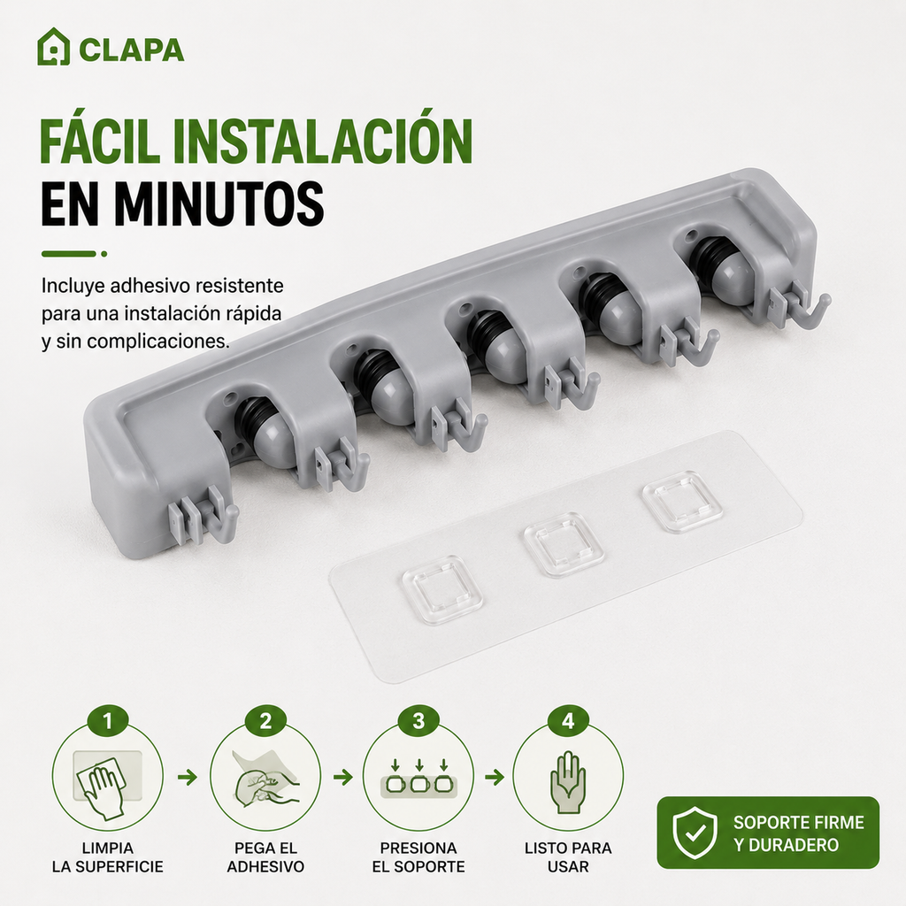 Organizador de Escobas y Herramientas CLAPA™ | Ahorra Espacio y Mantén Todo en Orden