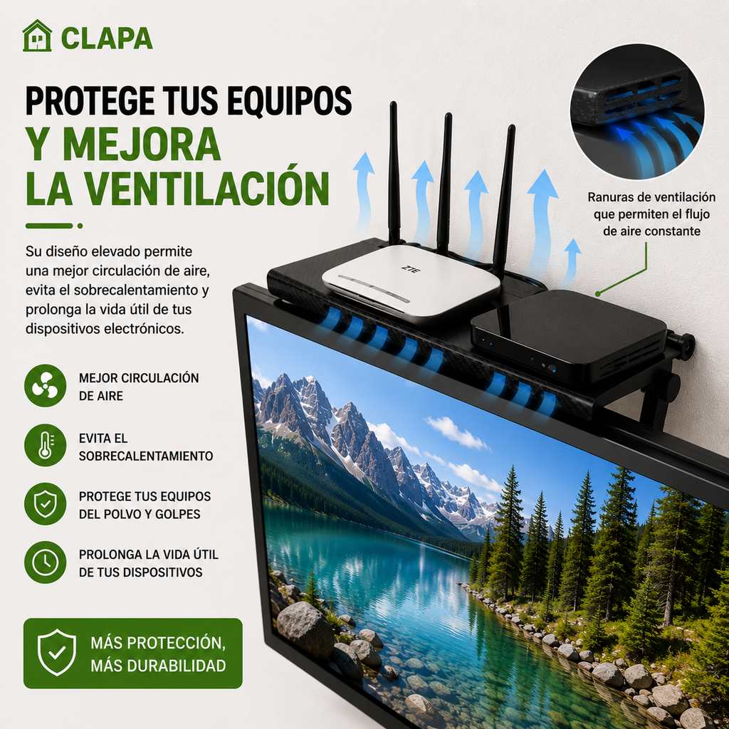 Soporte para Decodificador y Router CLAPA™ | Ordena tus Cables y Ahorra Espacio